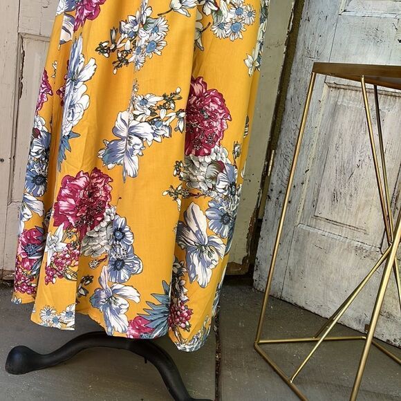 MUSTARD YELLOW FLORAL MAXI DRESS  SIZE S M L  BNWT - Picture 8 of 10